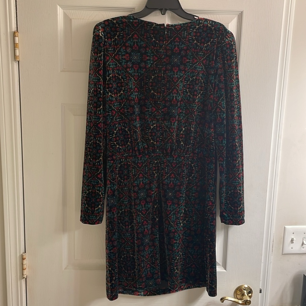 LOFT Ornamental Floral Shirred Velvet Mini Dress in Women’s 14 NWOT Never Worn - Picture 6 of 13